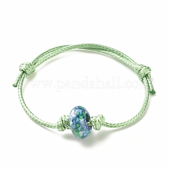 Pulsera de cordón con cuentas de rondelle de jade blanco océano natural (teñido)&nbsp;BJEW-JB08057
