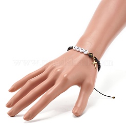 Pulsera de cuentas trenzadas con corazón de amor para niñas y mujeres.&nbsp;BJEW-JB06959-02