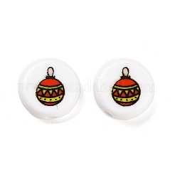 Weihnachtsmotiv bedruckte undurchsichtige Acrylperlen&nbsp;OACR-R004-01H