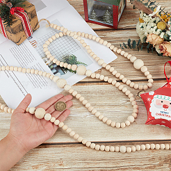 Деревянные бусины подвесные украшения для рождественских украшений&nbsp;HJEW-WH00207