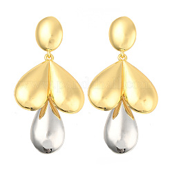 Серьги-гвоздики из латуни в виде каплевидной формы с подвесками&nbsp;EJEW-S258-06GP