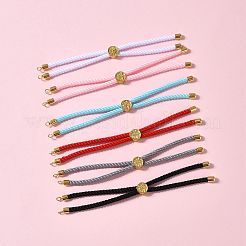 6шт 6-х цветные витые нейлоновые шнуры серебряные браслеты&nbsp;DIY-FS0008-93