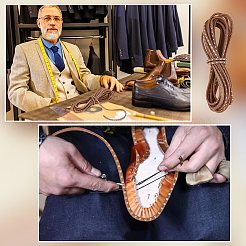 Плоский кожаный шнур для сапожника с металлической заклепкой&nbsp;LS-AJEW-WH0561-08A