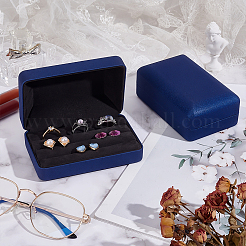 Прямоугольные коробки для показа колец на палец из искусственной кожи с 3 слотом&nbsp;CON-WH0099-10A