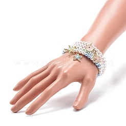 Braccialetti con ciondoli elasticizzati smaltati in lega a tema oceano 4 pz 4 stili&nbsp;BJEW-JB08760