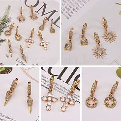 Серьги-кольца Huggie с прозрачным кубическим цирконием&nbsp;EJEW-SW00005-09