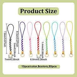 80 шт. 8-цветный плетеный нейлоновый шнур для мобильных ремней&nbsp;FIND-NB0006-73