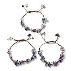 Braccialetti di perline intrecciate in fluorite naturale regolabili per le donne&nbsp;BJEW-U035-02I