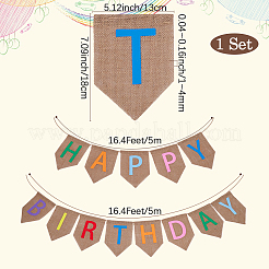 1 Set mit dem Wort „Happy Birthday“ aus Leinen zum Aufhängen&nbsp;AJEW-SP0001-51A