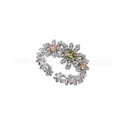 Bracciale rigido aperto in lega con strass a forma di fiore per donna&nbsp;WG6663D-01