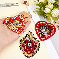 3 pz 3 stili cuore con occhio toppe da cucire in poliestere&nbsp;DIY-GF0013-24