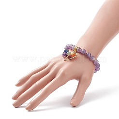 Pulsera elástica de amatista natural&nbsp;BJEW-JB08747-01