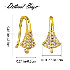 10 paio di ganci per orecchini in ottone con micro pavé di zirconi trasparenti&nbsp;ZIRC-SZ0005-01