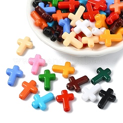 180шт 12 цвета непрозрачные акриловые бусины&nbsp;SACR-YW0001-75