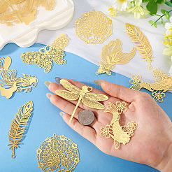 14 шт. 7 стиля латунных филигранных больших подвесок&nbsp;KKC-TA0001-06