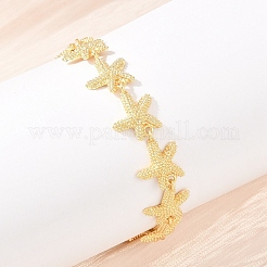Bracciali a catena in ottone a forma di stella marina per donna&nbsp;BJEW-K248-07A-G