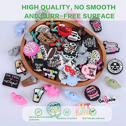 Perles focales rondes plates en silicone imprimées de qualité alimentaire&nbsp;SIL-SZ0001-31