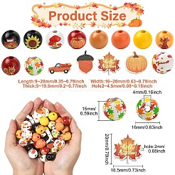 100 шт. 15 стиля круглые и цветочные деревянные европейские бусины&nbsp;WOOD-CJ0002-45