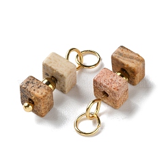 Pendentifs en perles cubiques en jaspe naturel&nbsp;STAS-C120-02G-04