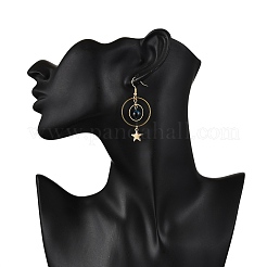 3 пара сережек-подвесок из натурального тигрового глаза&nbsp;EJEW-TA00656