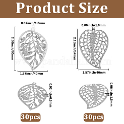 60 шт. 2 стиля железных листовых украшений&nbsp;AJEW-GF0012-11B