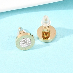 Плоские круглые серьги-гвоздики из нержавеющей стали 304&nbsp;EJEW-H175-02G-01