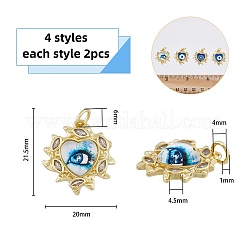 8шт 4 стиля латунные микропаве прозрачные подвески с кубическим цирконием&nbsp;KK-DC0002-68