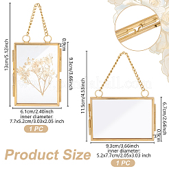 2шт 2-х стилевая латунная стеклянная подвесная фоторамка&nbsp;HJEW-OC0001-34