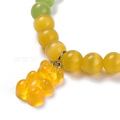 Bracciali con ciondoli elasticizzati in resina orso&nbsp;BJEW-JB06271-03
