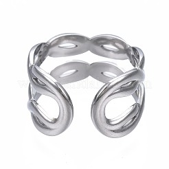 Bague ouverte torsadée en acier inoxydable 304 anti-ternissement&nbsp;RJEW-T023-06P