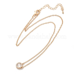 Женские ожерелья с подвеской из латуни и прозрачного кубического циркония&nbsp;NJEW-Z079-02G-04