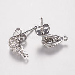 Латунные серьги-гвоздики из циркония&nbsp;ZIRC-G122-55P-RS