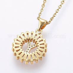 Colliers pendentifs initiaux en laiton sertis de micro-pavés de zirconiums cubiques&nbsp;NJEW-H486-30G-Y