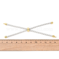Pulsera ajustable redonda de cordón de cuero de microfibra trenzado&nbsp;KK-CBAC260-01G-24