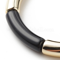 Bracciale elasticizzato con perline in tubo curvo acrilico per donna&nbsp;BJEW-JB08439-02