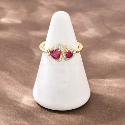 Латунные микропаве кубические цирконии манжеты открытые кольца для женщин&nbsp;RJEW-C153-04G