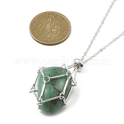 Collier pochette en laiton pour pépite de pierres précieuses&nbsp;NJEW-JN04368