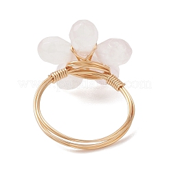 Кольца на палец из натурального розового кварца&nbsp;RJEW-JR00981