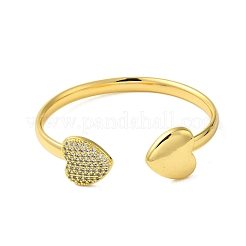 Bracelets de manchette en laiton micro pavé de zircone cubique&nbsp;BJEW-P336-02A-G