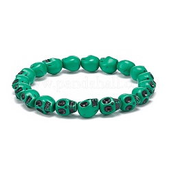 Set di braccialetti elastici con perline in plastica con teschio da 9 pz e 9 colori per donna&nbsp;BJEW-JB08900