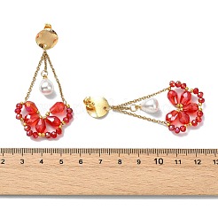 Boucles d'oreilles pendantes en verre électroplaqué pour femmes&nbsp;EJEW-MZ00796-02