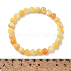Bracelets extensibles à perles rondes en coquillage jaune naturel de 7 mm&nbsp;SH-CBACA76-18C