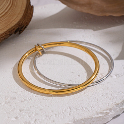 Двухслойные простые браслеты из нержавеющей стали 304 для женщин&nbsp;EC4936