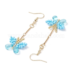 Серьги-подвески в виде бабочки из стеклянного бисера ручной работы&nbsp;EJEW-MZ00445-05