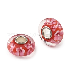 Perles européennes en verre filé et à âme en laiton&nbsp;LAMP-P019-01P-16