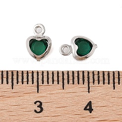 Латунные стеклянные подвески с покрытием в форме сердца&nbsp;KK-S385-01P-06