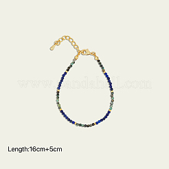 Bracelets en turquoise (jaspe) et lapis-lazuli africains naturels taillés en perles rondes facettées&nbsp;WE3127-1