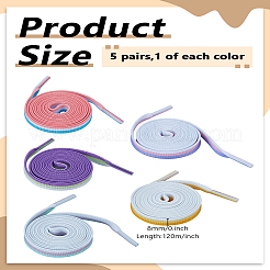 5 пара двухцветных трехцветных мозаичных шнурков цвета макарон из полиэстера&nbsp;FIND-LP0008-71