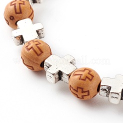 Bracelets de perles extensibles en acrylique imitation bois&nbsp;BJEW-JB06234