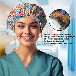2 шт. 2 стиля хлопковые регулируемые набивные шапки с принтом рабочие кепки для женщин и мужчин&nbsp;AJEW-DR0002-52C
